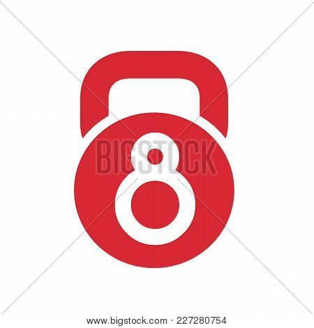 Number 8 Kettlebell Gym Vector Logo Illustration Design