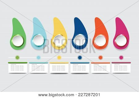 Colorful Drops With White Circles Infographs Ready For Your Text And White Rectangles Down With Colo