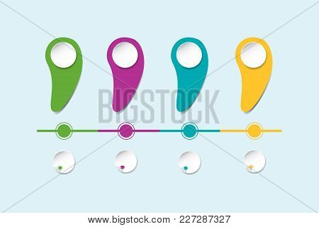 Colorful Drops With White Circle Infographs Ready For Your Text And White Circles Down With Color Pu