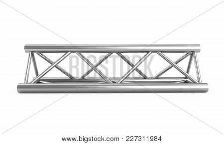 Steel Truss Girder Rooftop Construction With Outdoor Festival Stage. 3d Render Podium Isolated On Wh