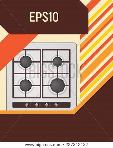 Electric Hotplate. Household Hot Plate Equipment Vector Illustration.