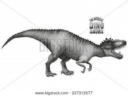Graphic Tyrannosaurus Rex. Vector Dinosaur Isolated On White Background. Animal Of The Prehistoric P