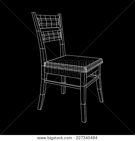 Chair With Backrest Wireframe Low Poly Mesh Vector Illustration