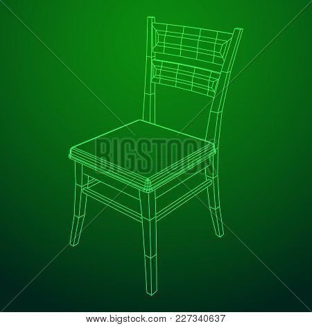 Chair With Backrest Wireframe Low Poly Mesh Vector Illustration