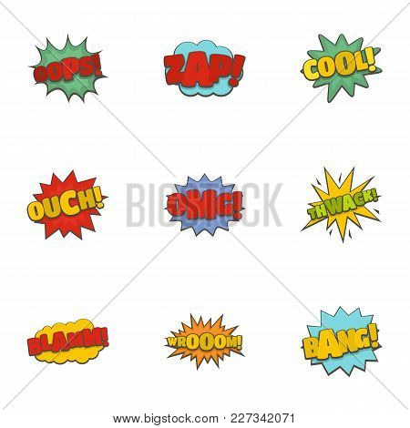 Sticker Icons Set. Cartoon Set Of 9 Sticker Vector Icons For Web Isolated On White Background