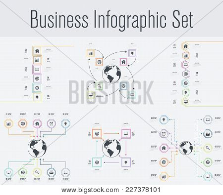 Set With Infographics. Data And Information Visualization. Template. Stock Vector. Dynamic Infograph