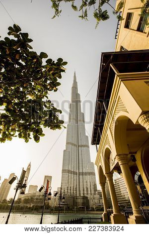 Dubai, Uae - May 7, 2015: View At Burj Khalifa In Dubai. This Skyscraper Is The Tallest Man-made Str