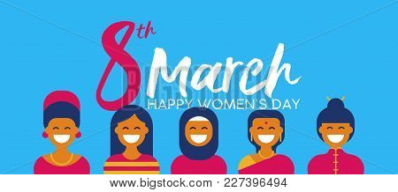 Diverse Woman Group For Happy Women's Day Banner