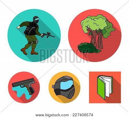 Mask, Gun, Paint, Inventory .paintball Set Collection Icons In Flat Style Vector Symbol Stock Illust