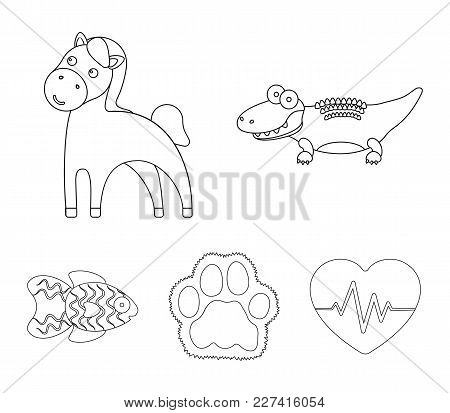 An Unrealistic Outline Animal Icons In Set Collection For Design. Toy Animals Vector Symbol Stock  I