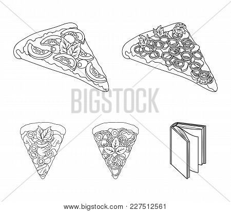 A Slice Of Pizza With Different Ingredients. Different Pizza Set Collection Icons In Outline Style V
