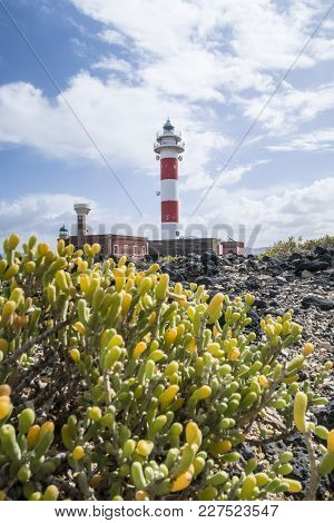 El Toston Lighthouse In The North Of Island Of Fuerteventura Under Beautiful Sky