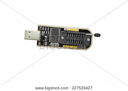 Computer Usb Mini Programmer. Close-up. Isolated On White Background.