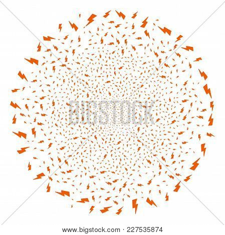 Electric Strike Festive Spheric Cluster. Object Pattern Combined From Scattered Electric Strike Symb