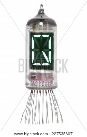 The Real Nixie Tube Indicator Of The Alphabet Of Retro Style, Isolated On White Background. Display