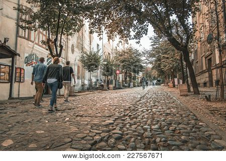 Belgrade Serbia, September 2017: Skadarlija Street, Popular Tourist Attraction , Old Belgrade. Fille