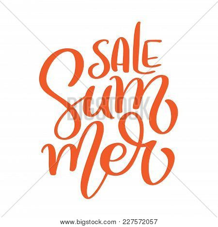 Summer Sale Card Template. Hand Drawn Lettering. Calligraphic Element For Your Design. Vector Illust