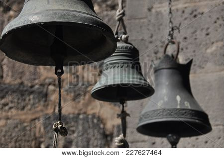 Mass Bells In The Old Rock Town Of Vardzia In Georgia.