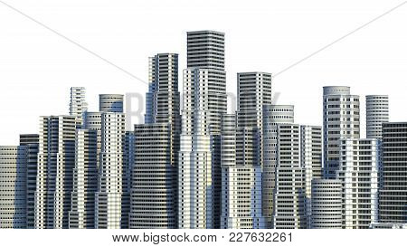Skyscrapers Isolated On White Background. 3D Illustrating.