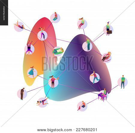 Blockchain Concept Vector Illustration - Scheme Showing The Cryptocurrency Transaction Processing An