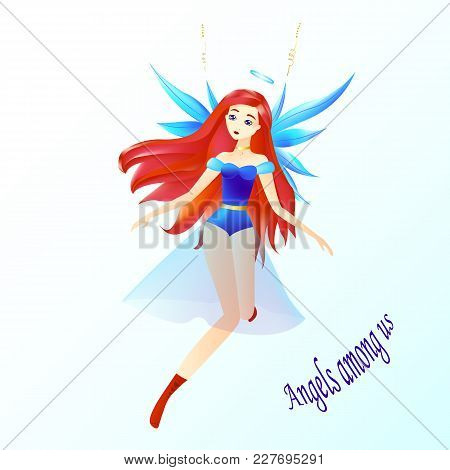 Angel Girl Red Hair Vector Photo Free Trial Bigstock