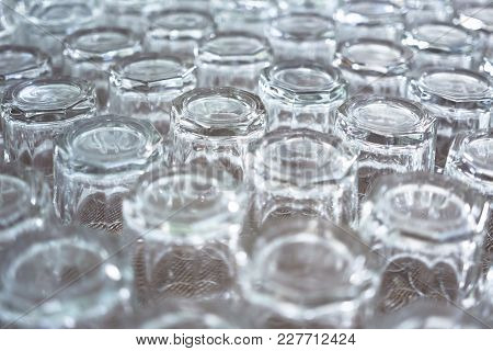 Close-up Shot Of A Group Of A Glass Of Water Was Laid Up Preparing For Use.