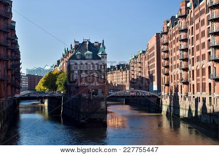 The Famous Wasserschloss (watter Castle) In The Historic Speicherstadt - The Largest Warehouse Distr