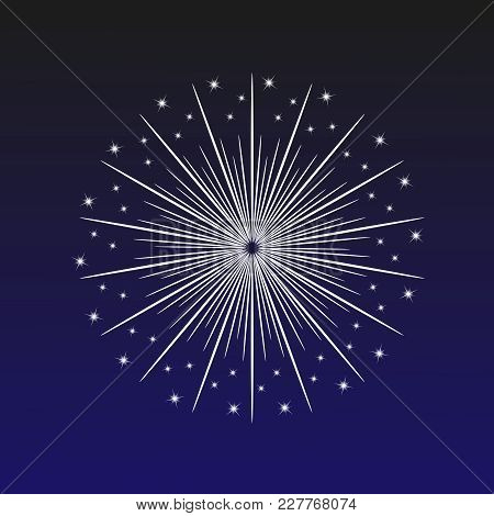 A Beautiful Firework. Bright Romantic Firework On A Dark Blue Background. Light Love Decoration Salu