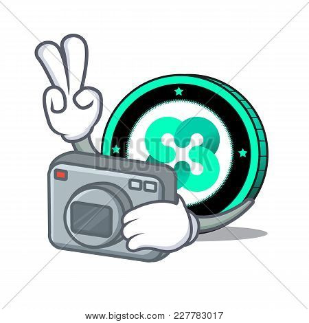 Photographer Ethos Coin Mascot Cartoon Vector Illustration