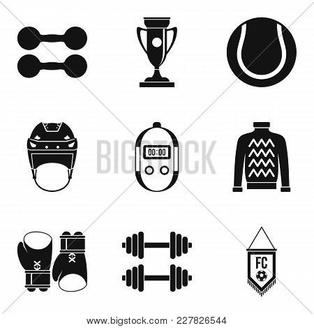 Sport Industry Icons Set. Simple Set Of 9 Sport Industry Vector Icons For Web Isolated On White Back