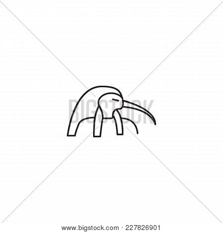 Egyptian God Tot Icon In Line Style. Egypt God Tot Object Vector Illustration Isolated On White Back