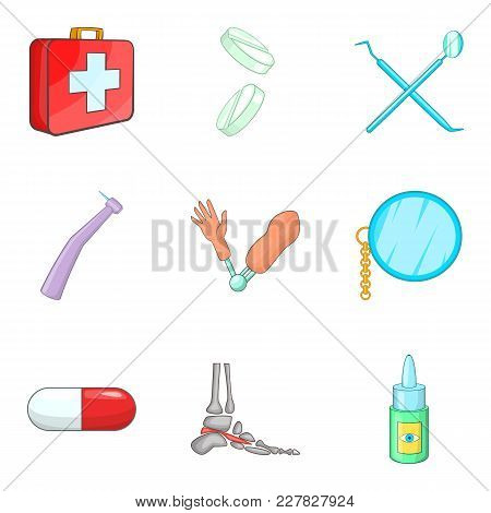 Outpatient Treatment Icons Set. Cartoon Set Of 9 Outpatient Treatment Vector Icons For Web Isolated 
