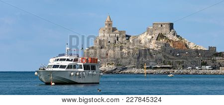 The Ancient Church Of San Pietro (st. Peter Consecrated In 1198) In Portovenere Or Porto Venere (une