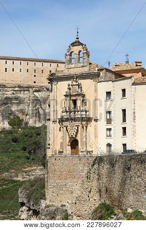 Historical Architecture In Cuenca Spain Taken From San Pablo Bridge ( Puente De San Pablo ). Cuenca 