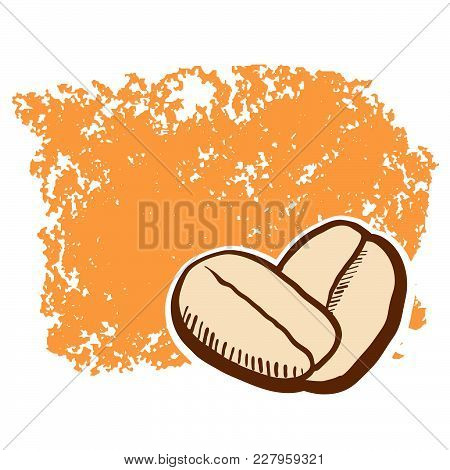Coffee Beans With Emty Space Sketch. Concept Vector Artwork With Copy Space. Ideal For Food Price La