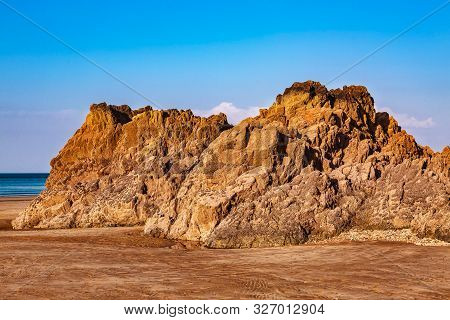 Wild Rocky Beach In Brittany On Armor Coastline.