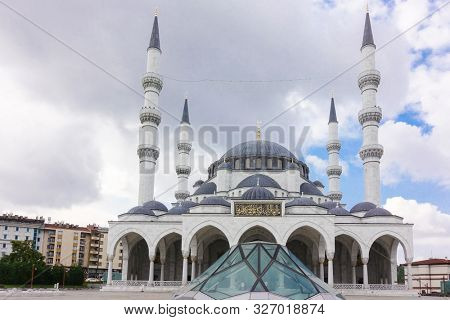 Ankara, Turkey - Melike Hatun Mosque in a cloudy day