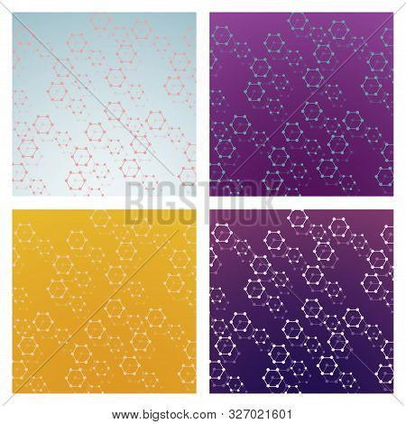 Set Of Genetic Engineering Nanotechnology Medical Clinic. Pharmaceutical Drugs Pills Biology Molecul