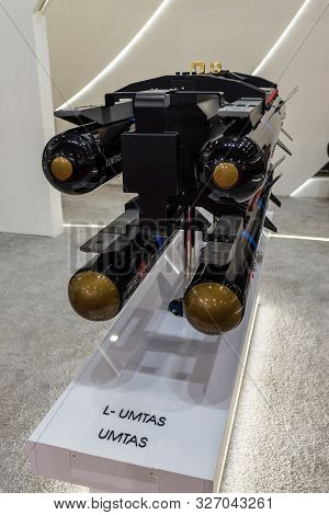 Kyiv, Ukraine - October 9, 2019: Military Equipment (umtas Air-to-surface Anti-tank Missile Displaye