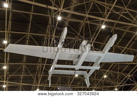Kyiv, Ukraine - October 9, 2019: Military Equipment (uterus And Projectile Drone - Shock Drone) Duri