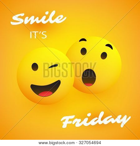 Smile, Its Friday - Banner Design With A Pair Of Winking And Surprised Emoji