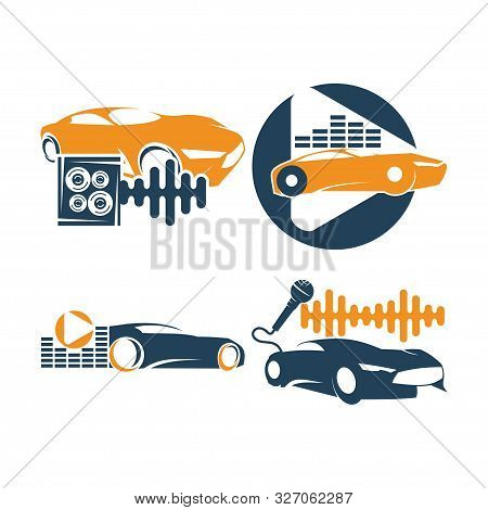 Audio Car System Logo Template Set Speaker Mic Volume