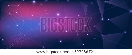 Blue Technology Background. Big Data Stream. Purple Digital Connection. High Wormhole Abstract. Tech