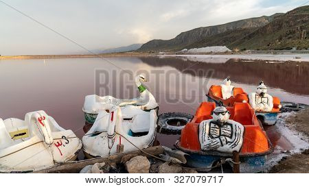 Abandoned Pedal Boats By The Maharloo Pink Lake, Shiraz, Iran