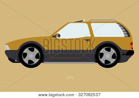 Off Road Car, Side View, Suv, 4x4 Car, Flat Design Style