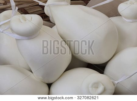 White Mozzarella Cheese For Sale At Italian Shop