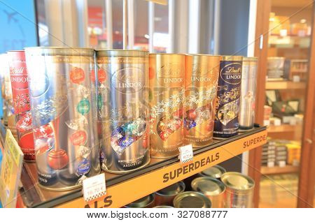 Paris France - June 19, 2019: Lindor Chocolate Box Sold At Charles De Gaulle Airport Paris France