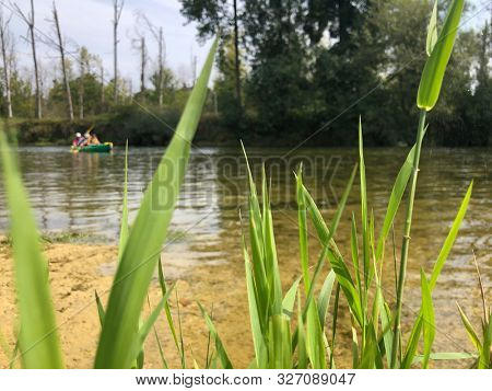 canoeing on a Loue river in eastern France, Europe