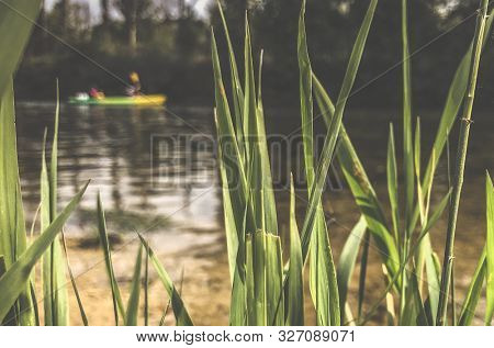 canoeing on a Loue river in eastern France, Europe