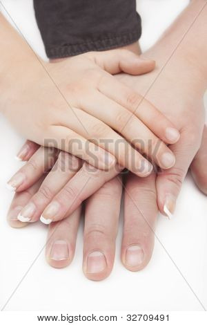 함께 연결 된 세 손